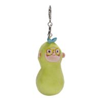 Porte-clés en peluche mignon en forme d'arachide verte avec personnage à lunettes, poupée en peluche douce, pendentif de sac à dos, cadeau
