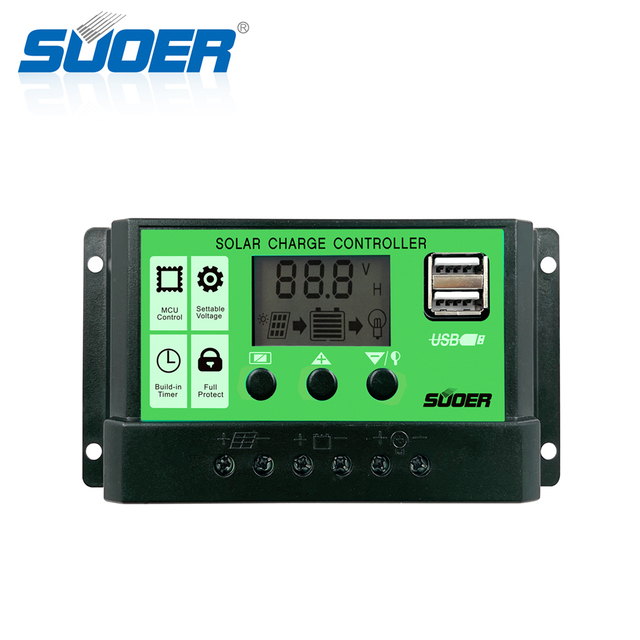 Suoer ST-D1220 20A Solar Power Controller 12V/24V AUTO Lead Acid and Lithium Battery Charging Controller