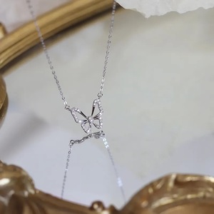 Butterfly Necklace Zinc Alloy Hollow Design Sparkling Diamond Clavicle Chain For Women Party Fashion Jewelry - Product Image 3