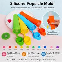 Moule à sucettes glacées en silicone de qualité alimentaire, sans BPA, réutilisable, avec système de démoulage facile, couleurs personnalisables