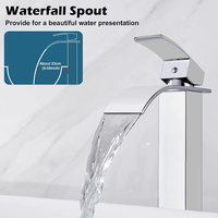 Robinet de salle de bain moderne de luxe en or brossé, cascade, sur pied, à poignée unique, pour douche et baignoire, avec mélangeur d'eau