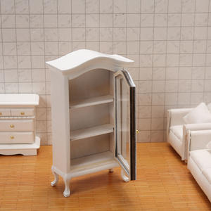 1/12 Mini casa de muñecas en miniatura muebles de casa de muñecas Pantalla de simulación con accesorios de madera colección gabinete de vino librería - Product Image 3