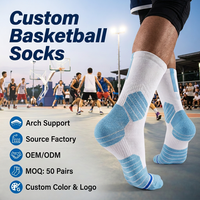 Chaussettes de basketball personnalisées OEM, confortables, avec coussinets en tissu éponge, respirantes, en maille, pour hommes, pour l'exercice
