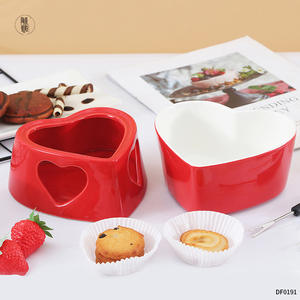 ชุดช็อกโกแลตฟองดูรูปหัวใจเซรามิก Tongshengkangyuan สีแดงชมพู เตาอบชีสแบบใช้แก๊ส สำหรับวันวาเลนไทน์ - Product Image 2