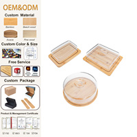 Plat à beurre en bambou de style moderne - Contenant de rangement transparent et écologique pour le fromage, le pain et les gâteaux pour une fraîcheur optimale