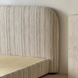 <span class=keywords><strong>Lit</strong></span> plateforme moderne minimaliste avec tête de <span class=keywords><strong>lit</strong></span> haute et revêtement en tissu rayé pour chambre à coucher - Product Image 3