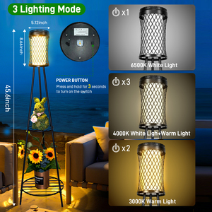 ไฟ LED สำหรับลานบ้านแบบกันน้ำ IP65 จำนวน 2 ชุด ใช้พลังงานแสงอาทิตย์ พร้อมเสาโลหะ สำหรับสวนกลางแจ้ง ระเบียง ทางเดิน แสงสว่างภายนอกอาคาร ทำจากเหล็ก DC - Product Image 6