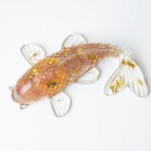 Poisson Koi en cristal jaune avec feuille d'or polie, porte-bonheur, Feng Shui, objet de collection, décoration d'intérieur - Product Image 2