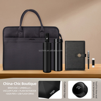 Ensemble cadeau d'affaires haut de gamme pour homme : mallette promotionnelle + parapluie + gourde isotherme + carnet + stylo + clé USB