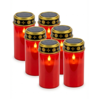 Bougie LED solaire extérieure en plastique rouge, résistante au vent et à l'eau, pour cimetière, vente en gros