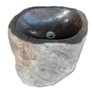 NEWSTAR Musulmán Wudu Fregadero de baño con juego de gabinete Pedestal Natural River Rock Baño Lavabo de piedra - Product Image 2