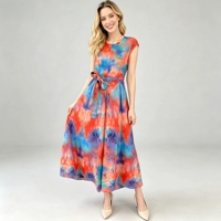 Robes maxi élégantes pour femmes, de haute couture, directement de l'usine, imprimées tie-dye, à pois audacieux, grandes tailles, plissées Miyake
