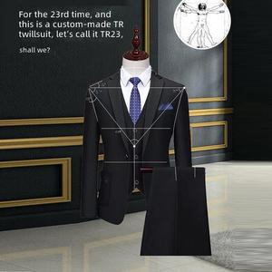 <span class=keywords><strong>Costume</strong></span> pour <span class=keywords><strong>homme</strong></span> <span class=keywords><strong>bleu</strong></span> <span class=keywords><strong>marine</strong></span>, grande taille, tenue étrangère, noir, banquet, mariage, accompagnement du marié, deux pièces - Product Image 4