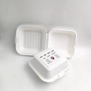 LOGO Print Fibra De <span class=keywords><strong>Bagazo</strong></span> Desechable Envasado De Alimentos Caja De Hamburguesa - Product Image 6