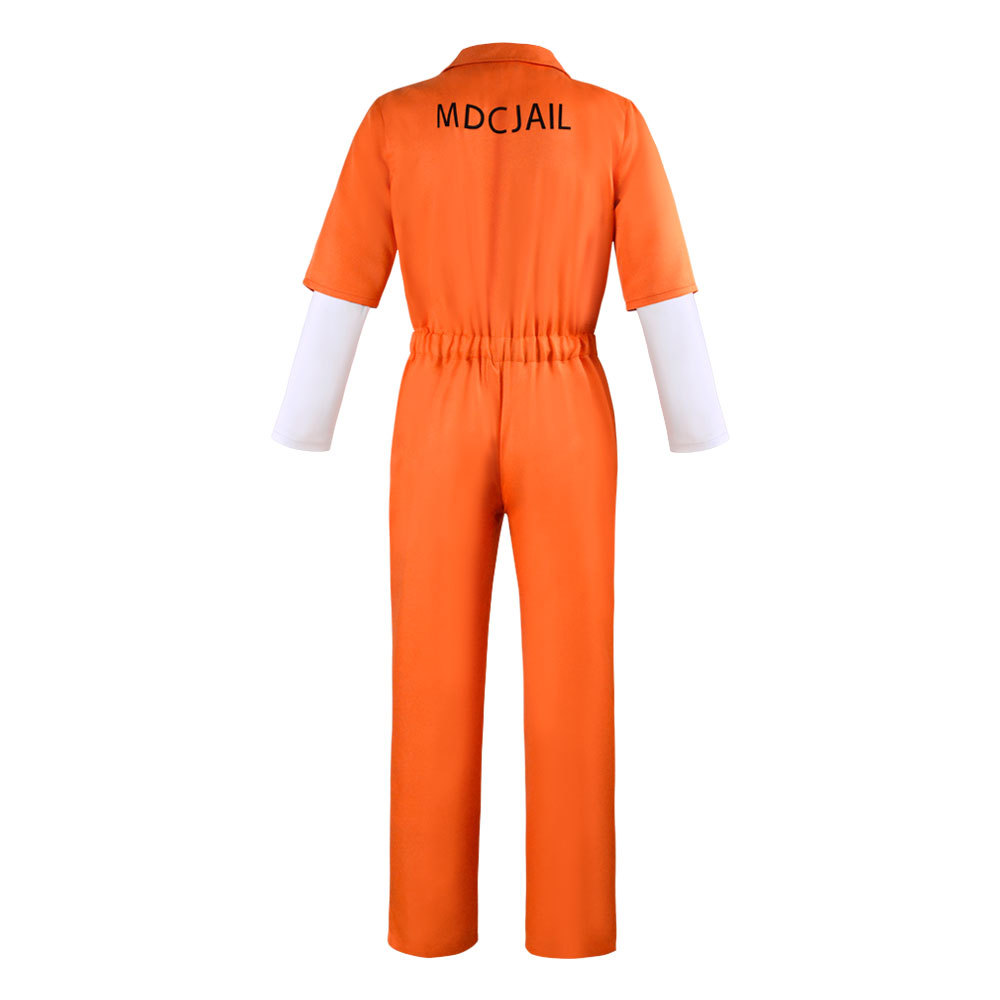 orange jail dress CUSTOM PRINTED Jail Inmate Prisoner Orange Jumpsuit Costume Halloween HI  QUALITY
