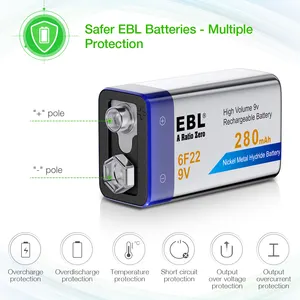 Wholesale 280mah 6f22 9v Rechargeable NIMH Battery Nimh Rechargeable Batteries