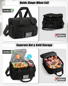 Sac isotherme tactique pour homme 15L avec compartiments chaud/froid, conception anti-fuite, nettoyage facile - Idéal pour le travail, la randonnée, la plage, la salle de sport - Noir - Product Image 3