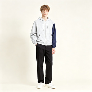 Sudadera con capucha y cremallera para hombre, con bloques de color, de forro polar, corte regular, estilo casual urbano para otoño e invierno. - Product Image 6