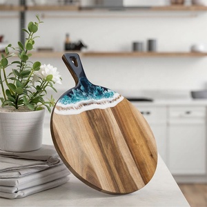 <span class=keywords><strong>Planche</strong></span> <span class=keywords><strong>à</strong></span> <span class=keywords><strong>découper</strong></span> en bois d'acacia et résine époxy avec logo personnalisé <span class=keywords><strong>Planche</strong></span> <span class=keywords><strong>à</strong></span> charcuterie en résine vague d'océan vert pour ustensiles de cuisine - Product Image 2