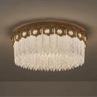 Lustre LED moderne de luxe à 2 niveaux avec cadre doré et suspension centrale pour salon, salle à manger, villa