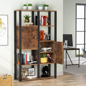 Estantería Invisible de Metal Industrial moderna, estante de <span class=keywords><strong>libros</strong></span> abierto de Historia de esquina, de 3 niveles de hierro Mdf estante de almacenamiento, estantería con dos puertas - Product Image 5