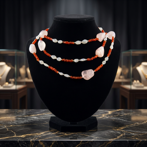 <b>Beaded</b> <b>Necklace</b> Natural Stone Coral White Gemstone Bohemia Style Strand Unisex Everyday Wear - Product Image 3