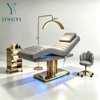 Fauteuil de Salon de Beauté et Spa pour Extensions de Cils, Chaise Faciale Ergonomique Réglable, Lit de Massage Électrique Luxe Beige Inclinable