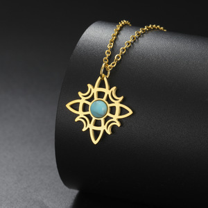 Collar de Acero Inoxidable con Nudo Irlandés de los Celtics y Turquesa para Mujer, Nudo de Bruja, Regalo de Cumpleaños - Product Image 6