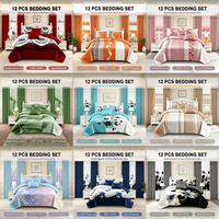 Ensemble de literie de luxe 12 pièces, ensemble de couettes taille Queen avec taies d'oreiller et rideaux pour la maison, vente en gros d'usine