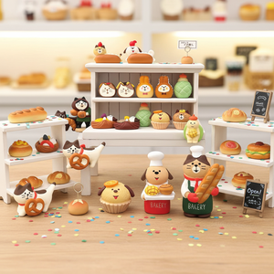 Miniatures en résine Kawaii Anime Chat Chien Pain, Ornements Mignons Scène de Boulangerie, Décoration Créative de Bureau de Noël et Cadeau pour les Amoureux des Chats - Product Image 2