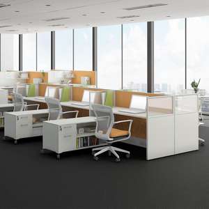 모듈식 칸막이를 갖춘 프리미엄 오피스 워크스테이션 데스크, 모던 가구 2 인용 오피스 데스크 - Product Image 1