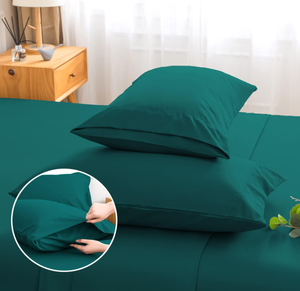 Khách Sạn Sang Trọng Mềm Vua Đôi Chải Sợi Nhỏ <span class=keywords><strong>Teal</strong></span> Nữ Hoàng Bộ Đồ Giường Tấm Bộ - Product Image 5