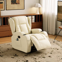 Fauteuil inclinable massant chauffant électrique haut de gamme en cuir pivotant et à bascule pour salon