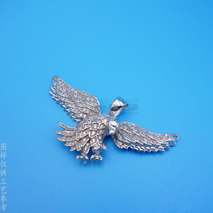 Pendentif Collier Modèle Aigle 3D en Cuivre Argenté Brillant, Design Bijou Animalier - Product Image 2