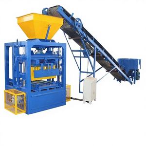 Machine à fabriquer des briques semi-automatique PLC QTF4-24 avec moteur de pompe, personnalisable, conforme aux normes d'exportation, pour briques creuses en béton - Product Image 1