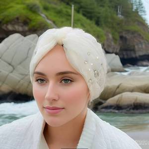 Chapeau décoratif en mousseline de soie avec perles et cristaux, écologique, respirant, pour occasions formelles, couvre-chef quatre saisons pour femmes - Product Image 1