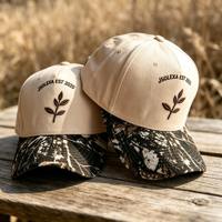 Casquettes de baseball unisexes en coton éponge lavé personnalisées, imprimé camouflage sportif, broderie feuille, pour la chasse et le camping en plein air, vente en gros