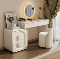 Coiffeuse moderne en dalle massif durable avec miroir éclairé par LED, table de maquillage pour chambre et appartement, table de chevet