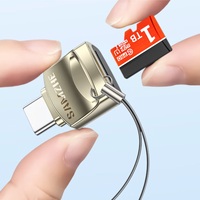SAMZHE Pembaca Kartu Telepon Tipe-C dari Paduan Seng / Adaptor Mini Kartu Memori TF untuk Android iPhone 17/16/15 iPad Pro Samsung