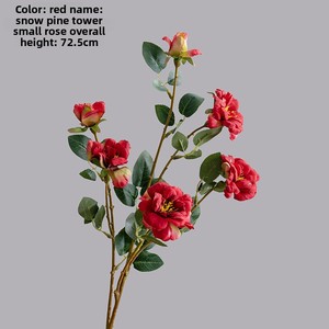 Fleur artificielle de mariage, petite rose, pomme de pin effet neige, plante verte, artisanat décoratif pour la remise des diplômes, produit artisanal - Product Image 6