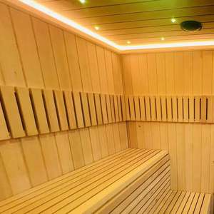 Sala de Sauna al aire libre tradicional para 6 personas Estufa de 6kW Casa de Sauna cuadrada de cedro rojo Vapor infrarrojo lejano Incluye panel de control - Product Image 2