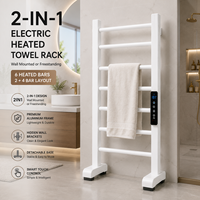 Calentador de Toallas Eléctrico Moderno de Aluminio y Acero Inoxidable, Toallero Calefactado de 6 Barras con Control Táctil Inteligente