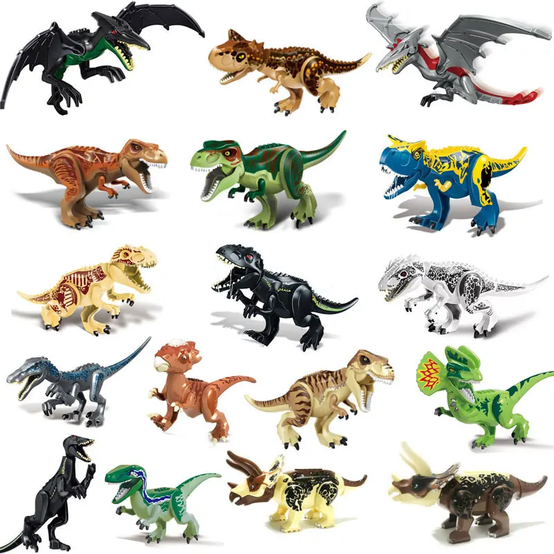 Jurassicies दुनिया 2 डायनासोर खिलौने मिनी ब्लॉक इमारत ब्लॉकों खिलौने कार्रवाई बिल्डिंग ब्लॉक्स बच्चों के खिलौने