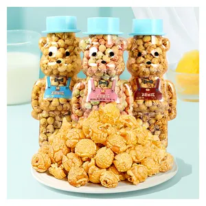 Personalized packaged snacks Bear bottled popcorn Cream caramel flavored popcorn