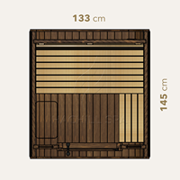 Hachillspa Komplett Schwarze Traditionelle ThermoWood-Sauna Massivholz-Kabine mit Vollglas-Tür und 2-stufigen Bänken für den Außenbereich