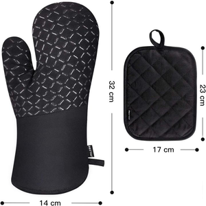 Guantes de horno transparentes con tira de silicona en forma de rejilla, color negro - Product Image 5