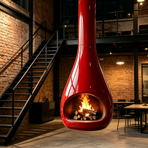 Cheminée suspendue moderne pour décoration intérieure, foyer ouvert à <span class=keywords><strong>bois</strong></span>, avec vue sur la flamme - Product Image 4