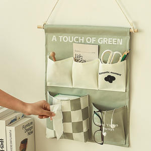 Bolsa de almacenamiento de pared de algodón, rectangular, sin perforaciones, gran capacidad para llaves, teléfono, artículos diversos, montaje en puerta de dormitorio - Product Image 3