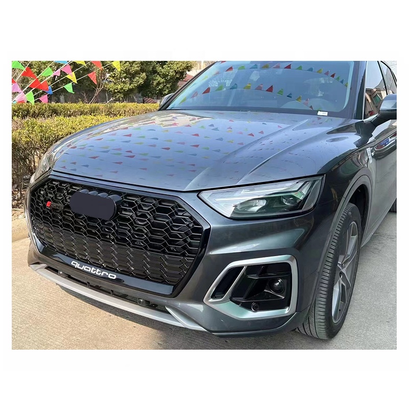 Front Bumper Cover 2XブラックフロントバンパーハニカムフォグランプカバーアウディA6 2012-2015 YL1 / 104 2 Pexorin 車のフロントバンパーフォグライトグリルグリルランプフード