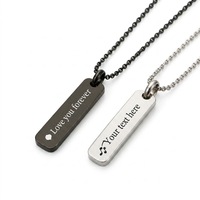 Collar de Acero Inoxidable con Logotipo Grabado a Láser Personalizado al por Mayor, Colgante de Etiqueta Rectangular Minimalista en Cadena de Cable